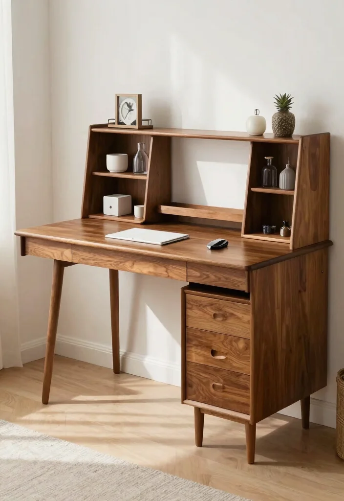30 Mid Century Modern Desk Ideas Timeless Style at Home - 24. Custom-Built Desk for Unique Spaces 1