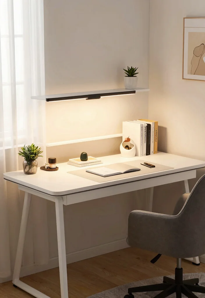 30 Mid Century Modern Desk Ideas Timeless Style at Home - 25. Desk with Integrated Lighting 1