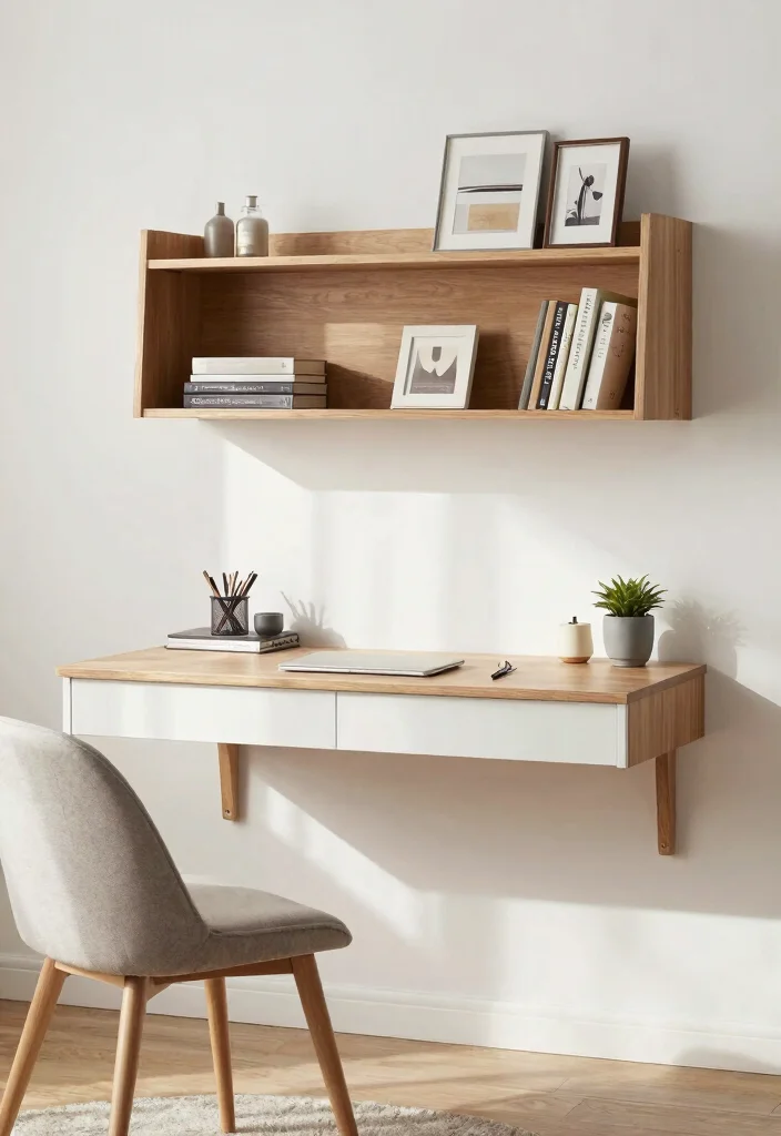 30 Mid Century Modern Desk Ideas Timeless Style at Home - 26. Wall-Mounted Desk for Space Efficiency 1