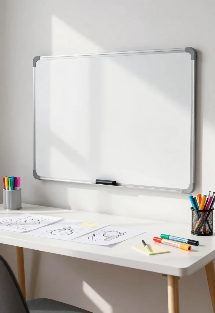30 Mid Century Modern Desk Ideas Timeless Style at Home - 29. Creative Desk with Built-in Whiteboard 1