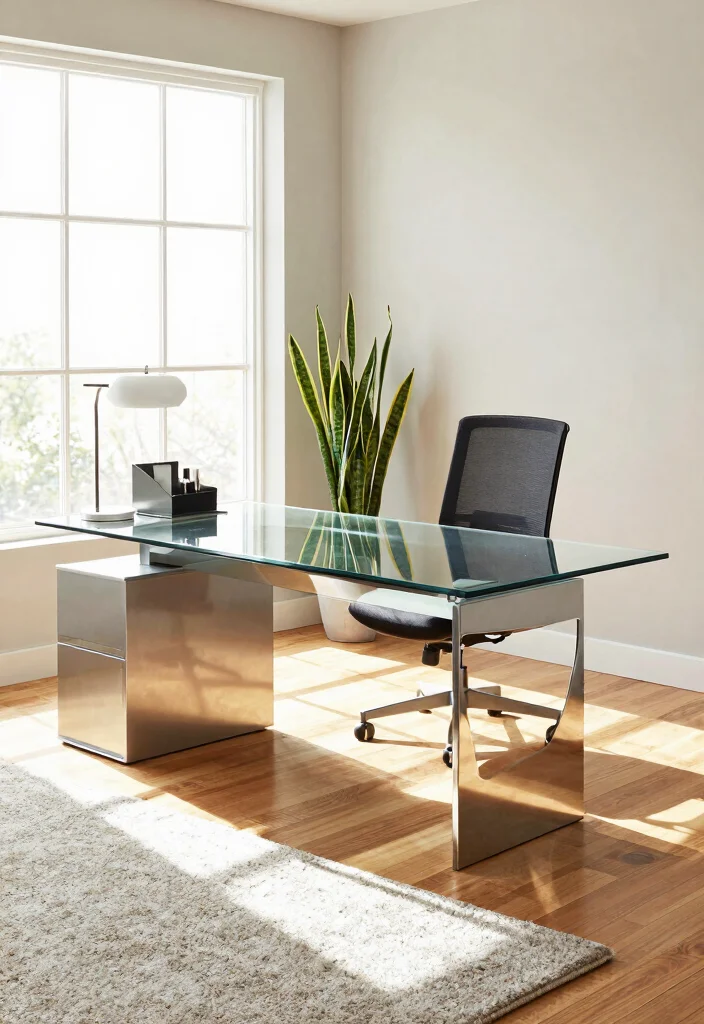 30 Modern Boss Office Table Design Ideas with Style - 1. The Sleek Glass Table 1