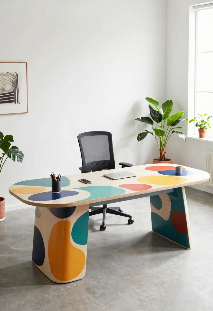 30 Modern Boss Office Table Design Ideas with Style - 17. Artistic Inspirations 1