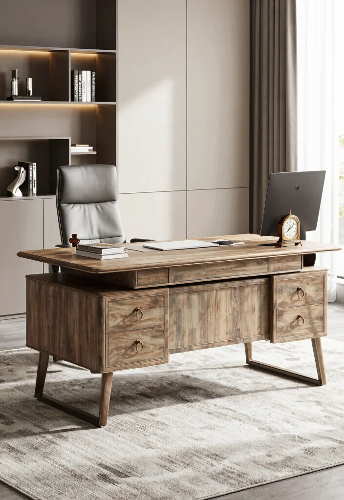 30 Modern Boss Office Table Design Ideas with Style - 20. Vintage Accents 1