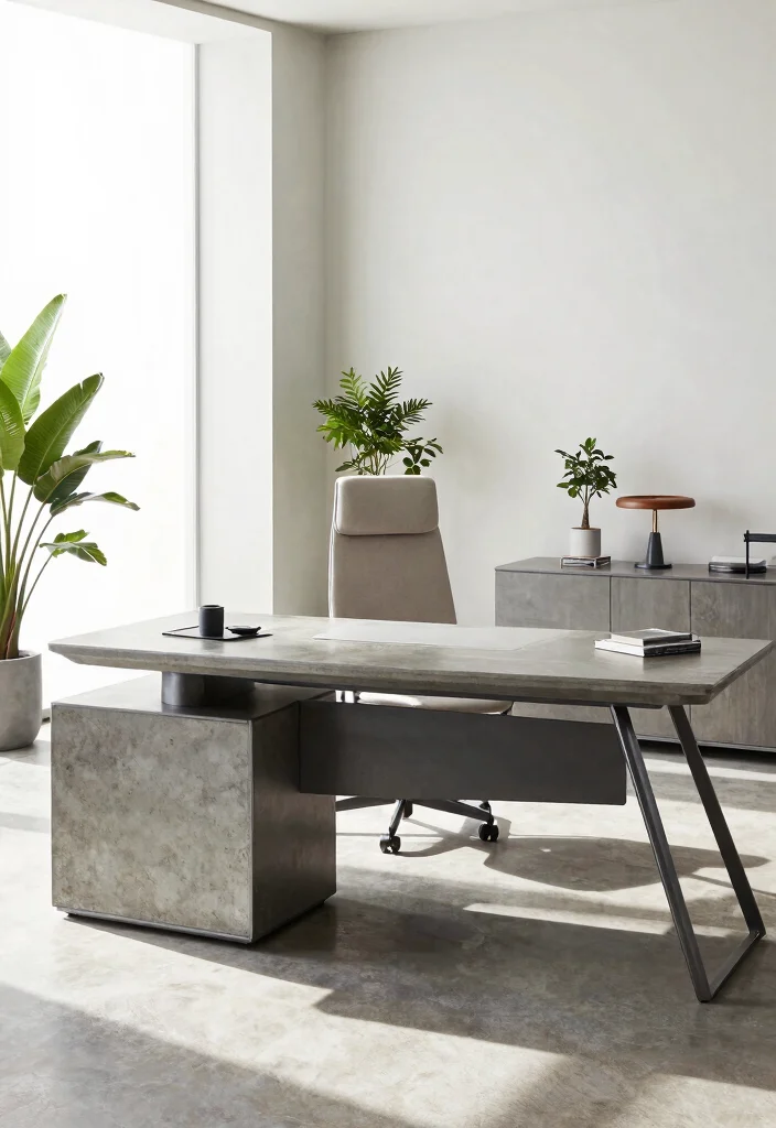 30 Modern Boss Office Table Design Ideas with Style - 22. Bold Materials 1