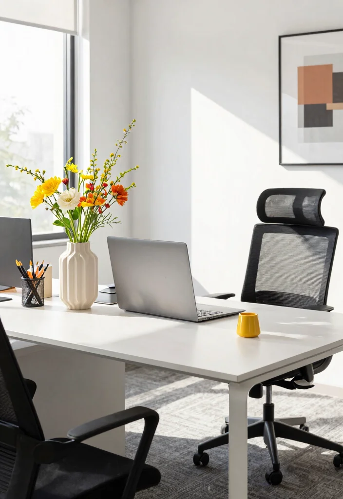 30 Modern Boss Office Table Design Ideas with Style - 24. Seasonal Decor 1
