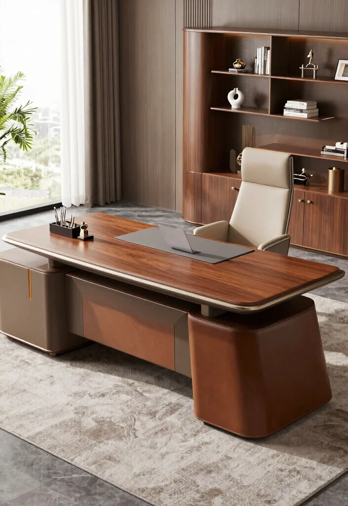 30 Modern Boss Office Table Design Ideas with Style - 28. Luxurious Textures 1