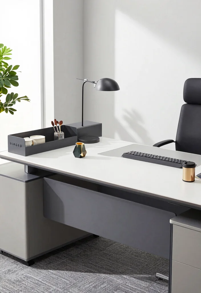 30 Modern Boss Office Table Design Ideas with Style - 30. Trendy Accessories 1