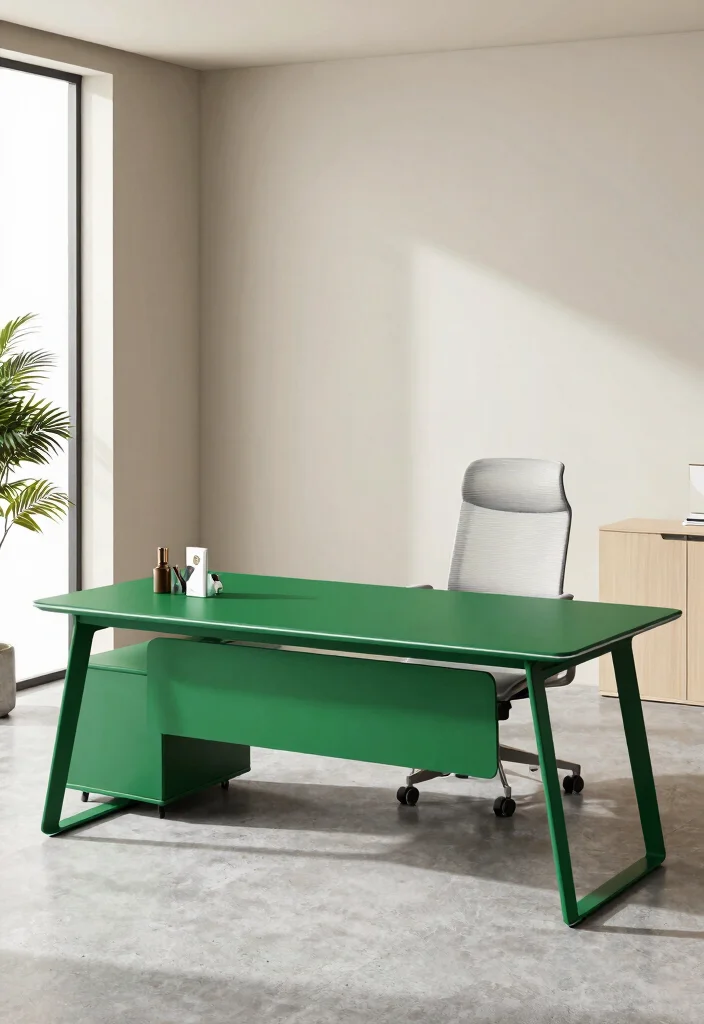 30 Modern Boss Office Table Design Ideas with Style - 4. Bold Color Statements 1