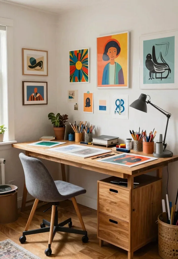 30 Modern Home Office Ideas: Sleek Spaces That Inspire - 16. Functional Art Space 1