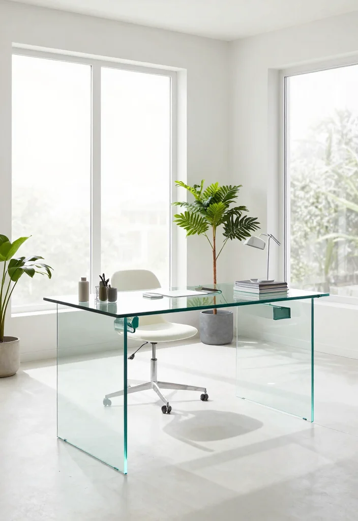 30 Modern Home Office Ideas: Sleek Spaces That Inspire - 18. Clear Glass Elements 1