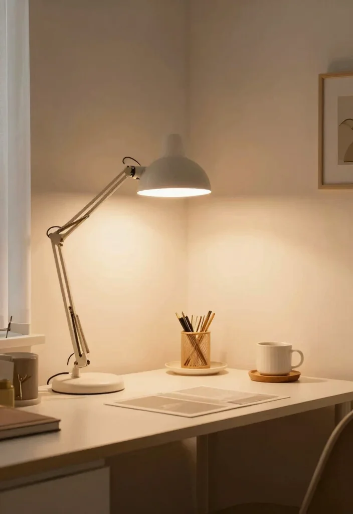 30 Modern Home Office Ideas: Sleek Spaces That Inspire - 19. Warm Lighting Fixtures 1