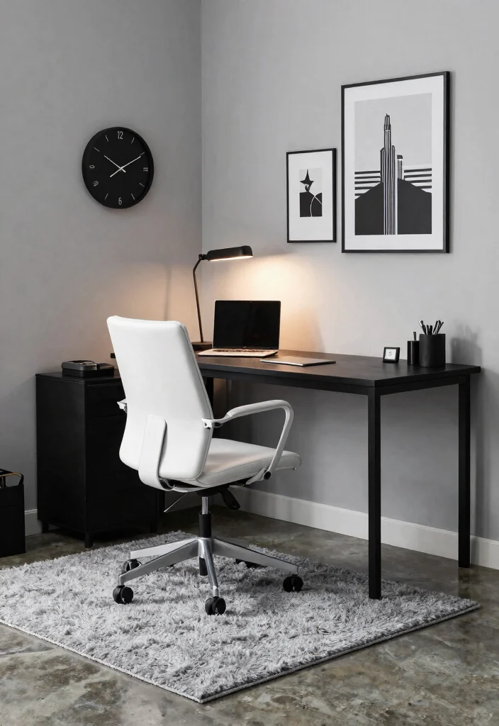 30 Modern Home Office Ideas: Sleek Spaces That Inspire - 2. Monochrome Serenity 1