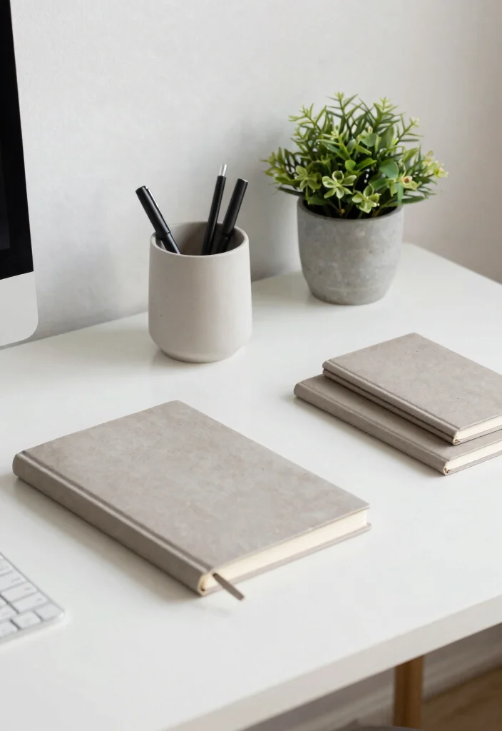 30 Modern Home Office Ideas: Sleek Spaces That Inspire - 22. Minimalist Desk Accessories 1