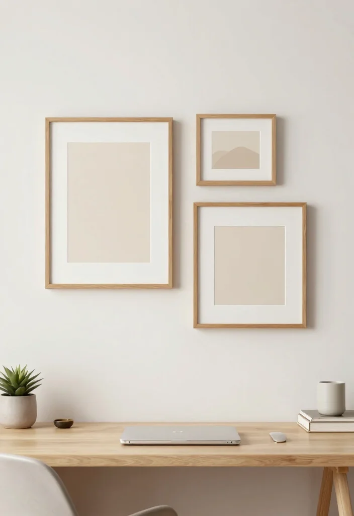 30 Modern Home Office Ideas: Sleek Spaces That Inspire - 29. Minimalist Wall Decor 1