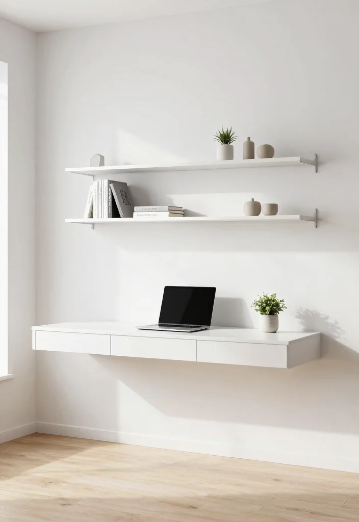 30 Modern Home Office Ideas: Sleek Spaces That Inspire - 6. Floating Desk Design 1