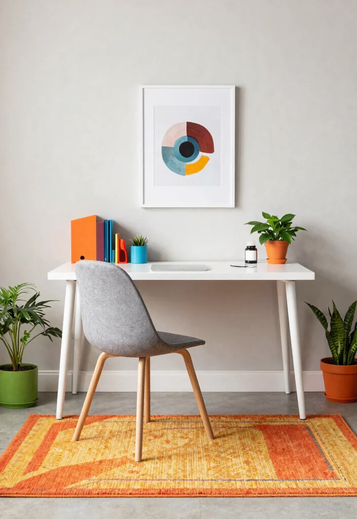 30 Modern Home Office Ideas: Sleek Spaces That Inspire - 9. Colorful Accents 1