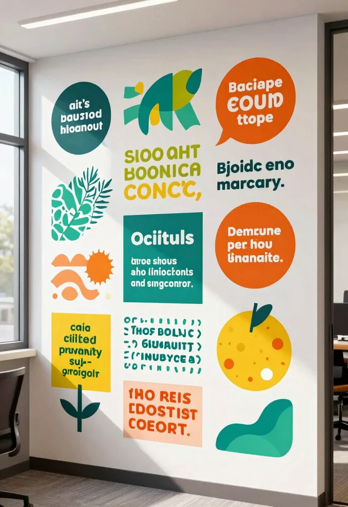 30 Office Display Wall Ideas Creative and Inspiring - 15. Eco-Friendly Wall Stickers 1
