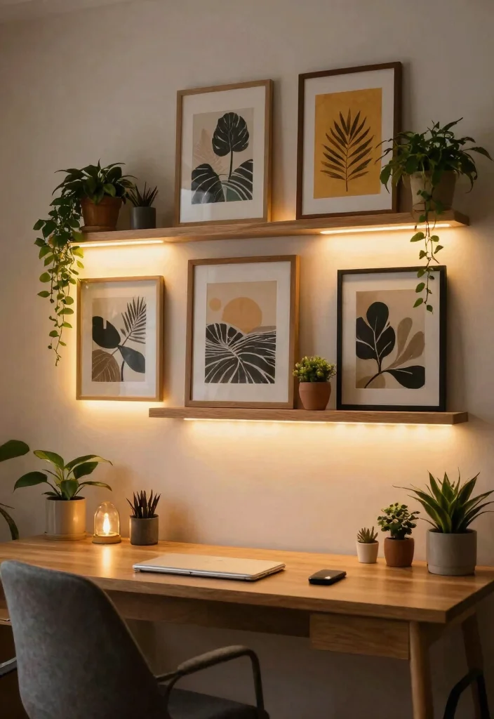 30 Office Display Wall Ideas Creative and Inspiring - 17. Creative Lighting 1