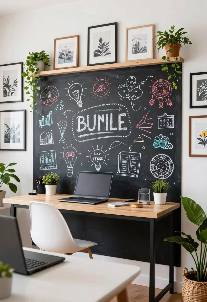 30 Office Display Wall Ideas Creative and Inspiring - 22. Colorful Chalkboard Wall 1