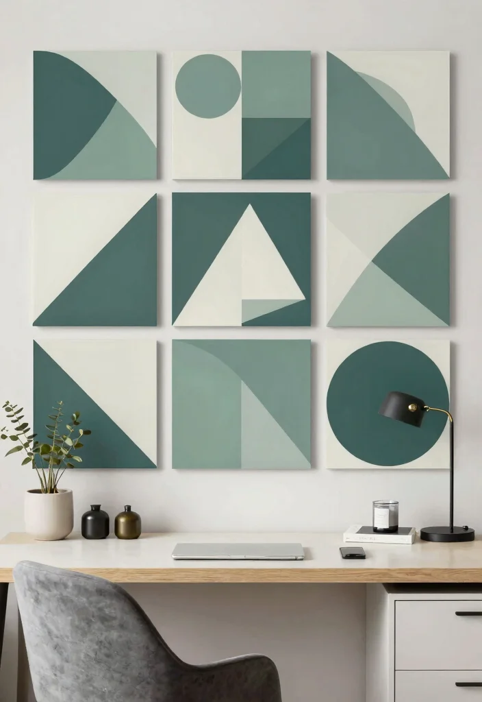 30 Office Display Wall Ideas Creative and Inspiring - 23. Geometric Patterns 1