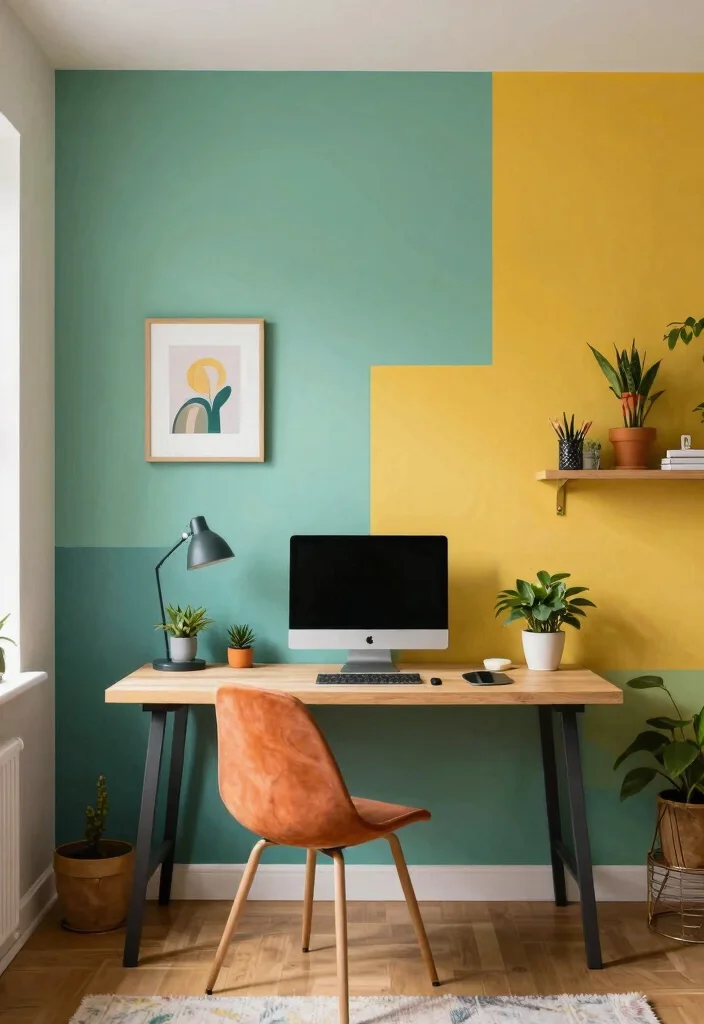 30 Office Display Wall Ideas Creative and Inspiring - 25. Color Blocked Wall 1