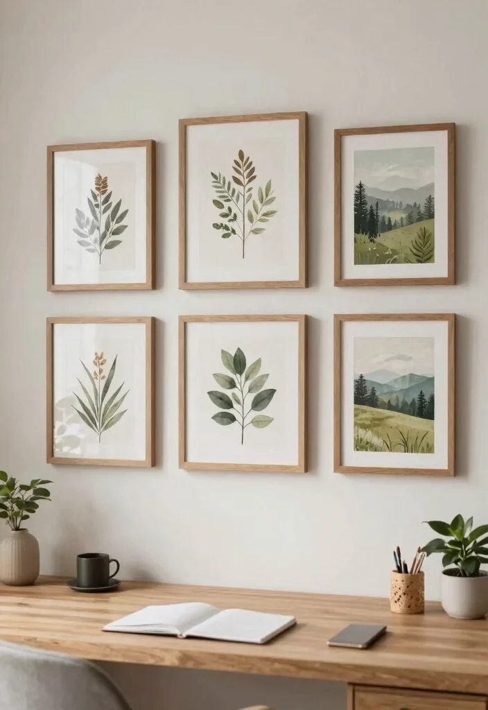 30 Office Display Wall Ideas Creative and Inspiring - 27. Nature-Inspired Wall Art 1