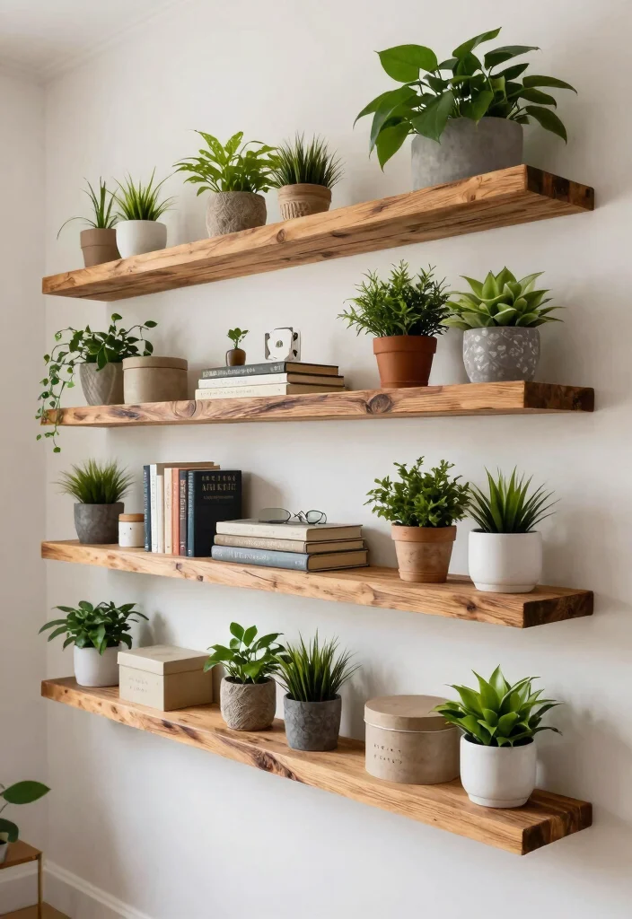 30 Office Display Wall Ideas Creative and Inspiring - 4. Wall-Mounted Shelves with Eco-Decor 1
