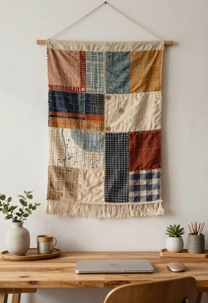 30 Office Display Wall Ideas Creative and Inspiring - 6. Fabric Wall Hangings 1