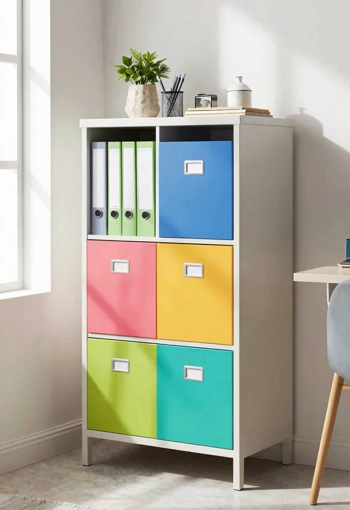 30 Office Filing Cabinet Ideas Stylish Organization - 15. Bright and Bold Patterns 1