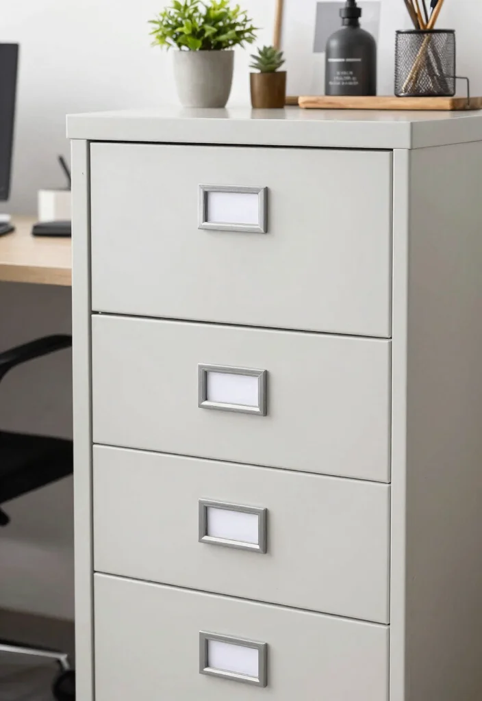 30 Office Filing Cabinet Ideas Stylish Organization - 18. Stylish Labels 1