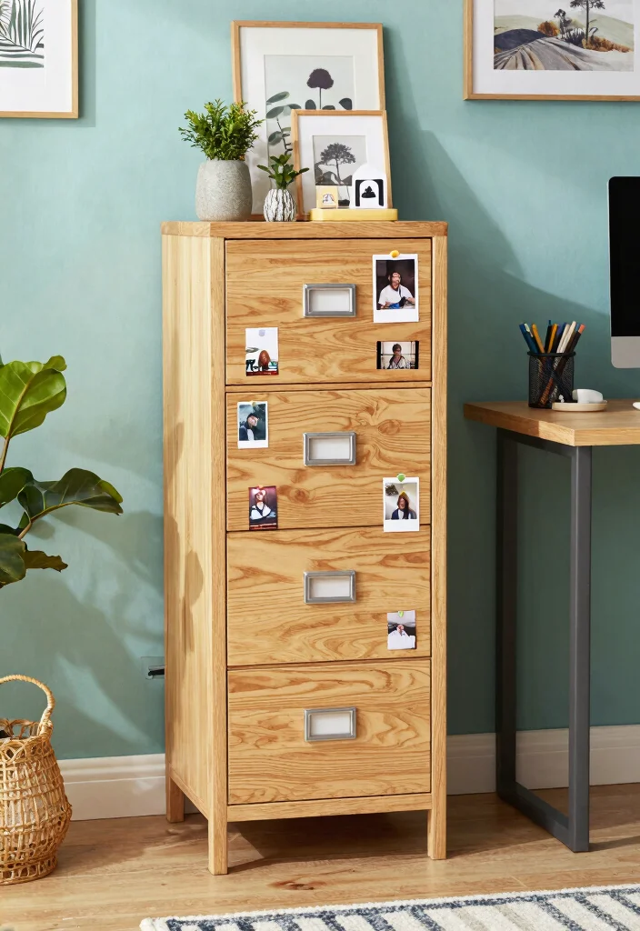 30 Office Filing Cabinet Ideas Stylish Organization - 26. Personal Touches 1