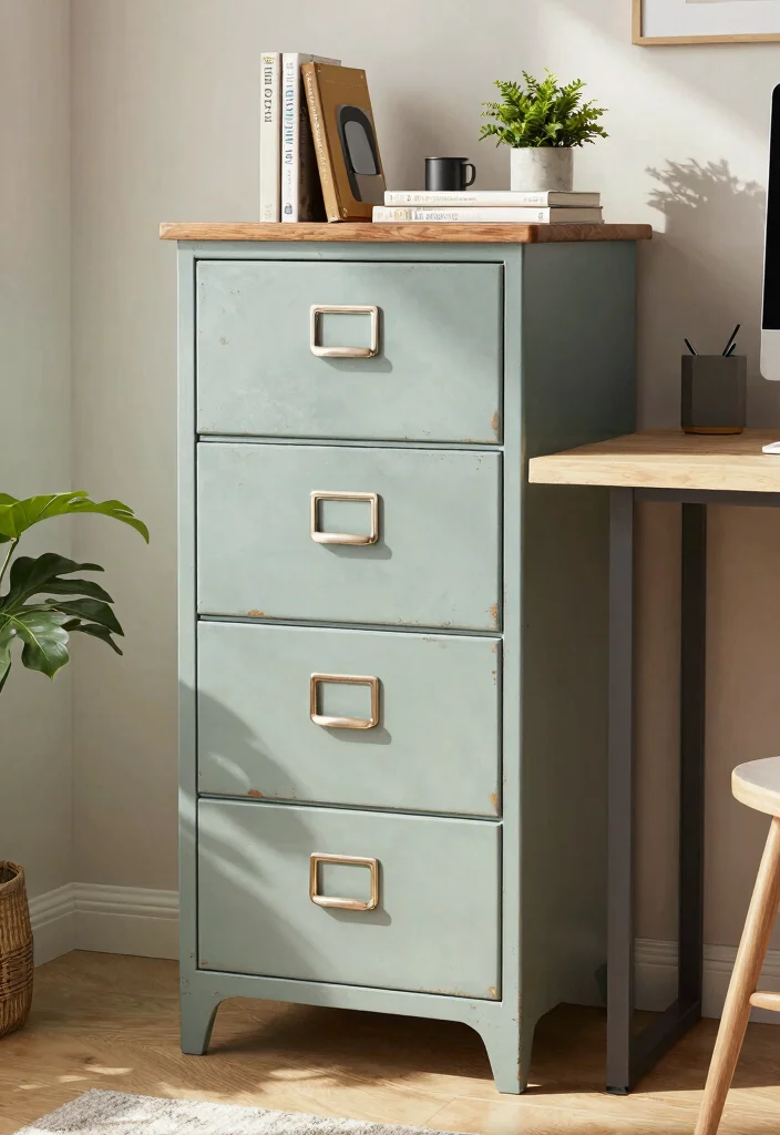 30 Office Filing Cabinet Ideas Stylish Organization - 3. Vintage Charm 1