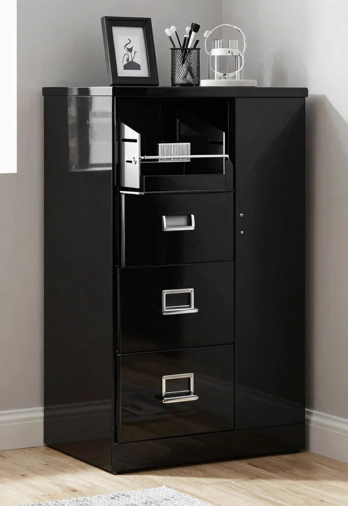 30 Office Filing Cabinet Ideas Stylish Organization - 6. Sleek High Gloss 1