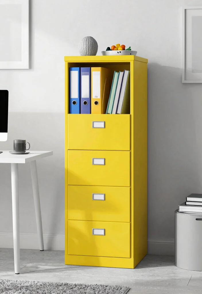 30 Office Filing Cabinet Ideas Stylish Organization - 7. Colorful Statement Pieces 1