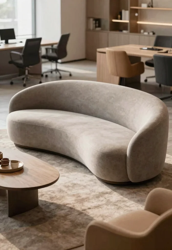 30 Office Sofa Design Concepts Cozy Seating for Your Space - 16. Soft Curves and Organic Shapes 1