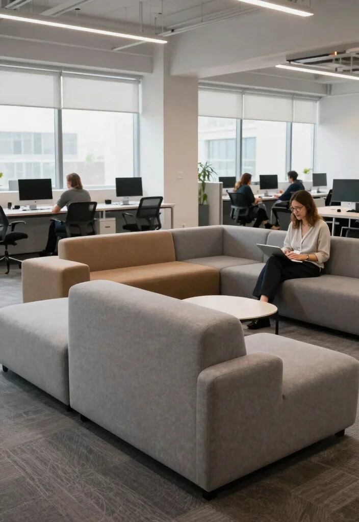 30 Office Sofa Design Concepts Cozy Seating for Your Space - 20. Flexible Seating Arrangements 1