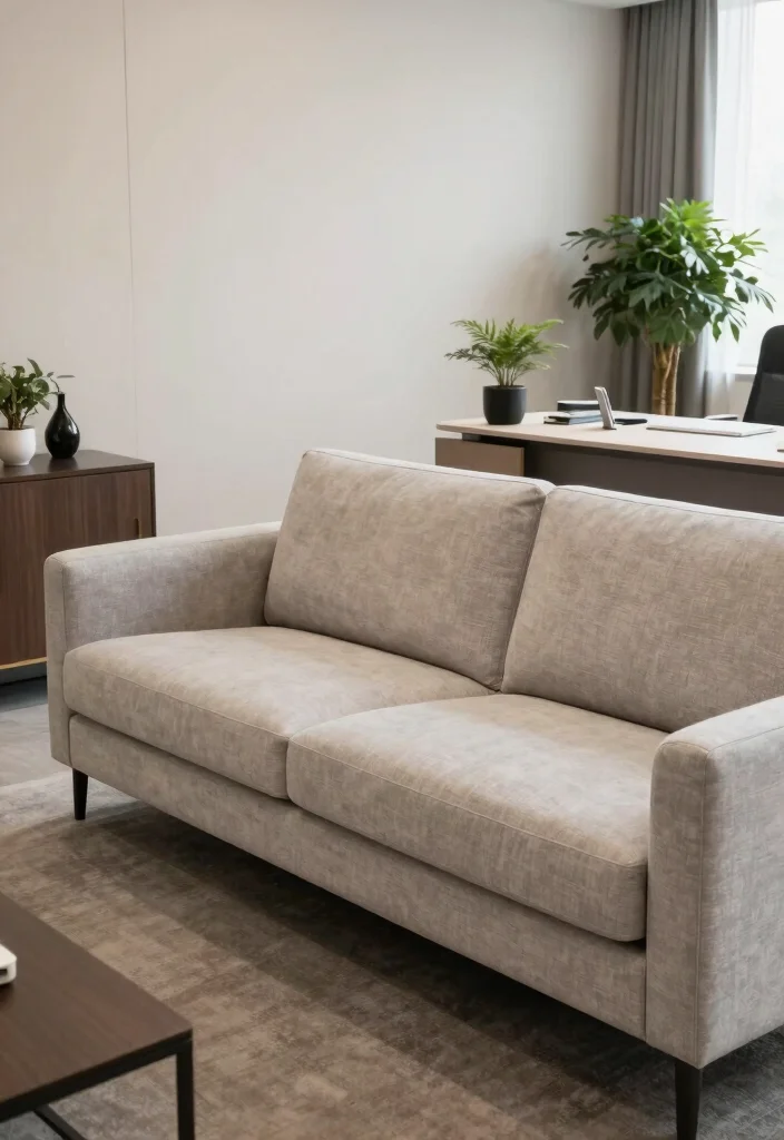 30 Office Sofa Design Concepts Cozy Seating for Your Space - 24. Soft Neutral Tones 1