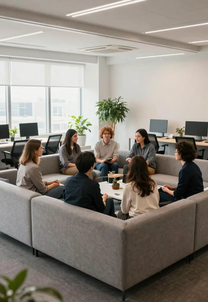 30 Office Sofa Design Concepts Cozy Seating for Your Space - 29. Collaborative Seating Arrangements 1