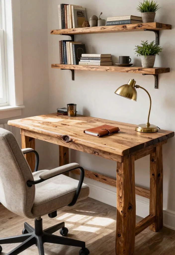 30 Office Table Ideas: Stylish Desks for Every Space - 1. The Reclaimed Wood Desk 1