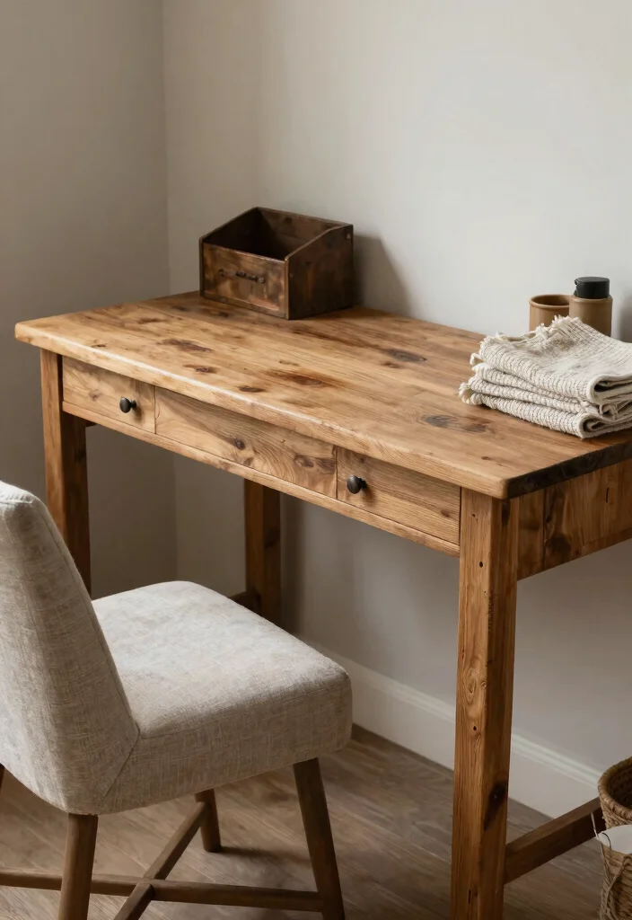 30 Office Table Ideas: Stylish Desks for Every Space - 11. Rustic Farmhouse Desk 1