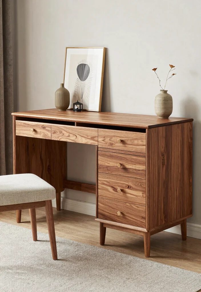 30 Office Table Ideas: Stylish Desks for Every Space - 15. Stylish Drawer Desk 1