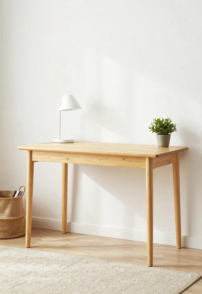 30 Office Table Ideas: Stylish Desks for Every Space - 2. Minimalist Bamboo Desk 1