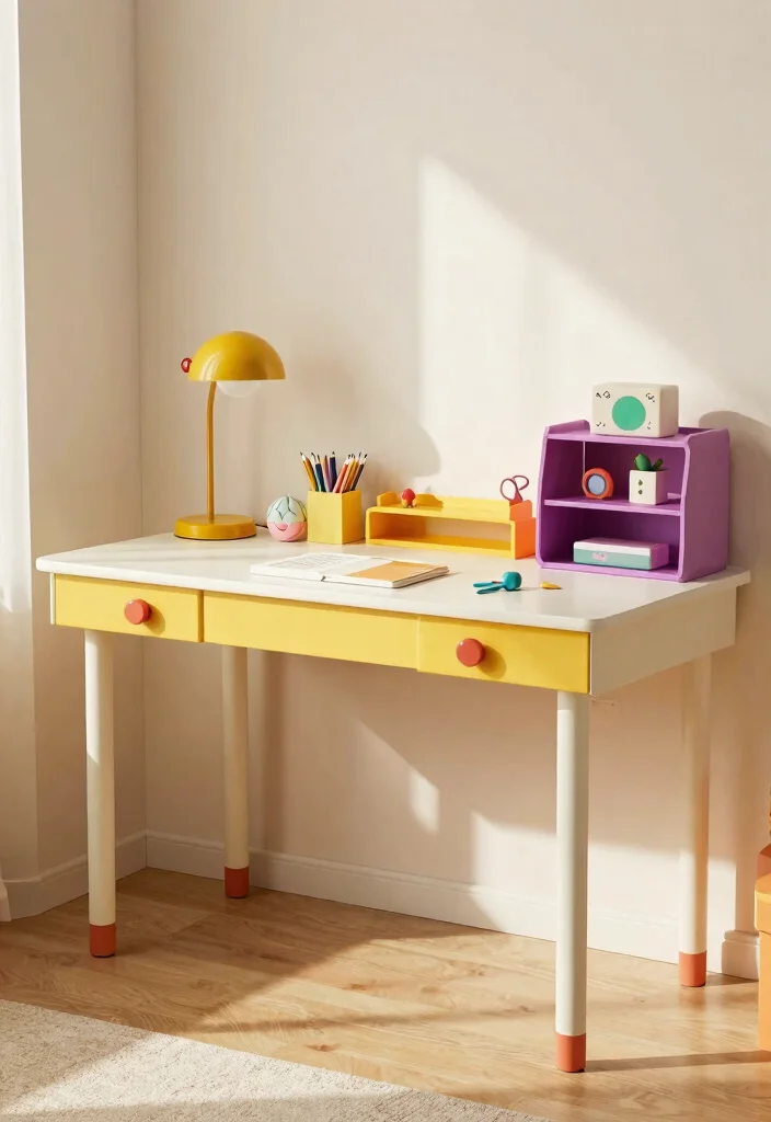 30 Office Table Ideas: Stylish Desks for Every Space - 29. Retro-Inspired Desk 1