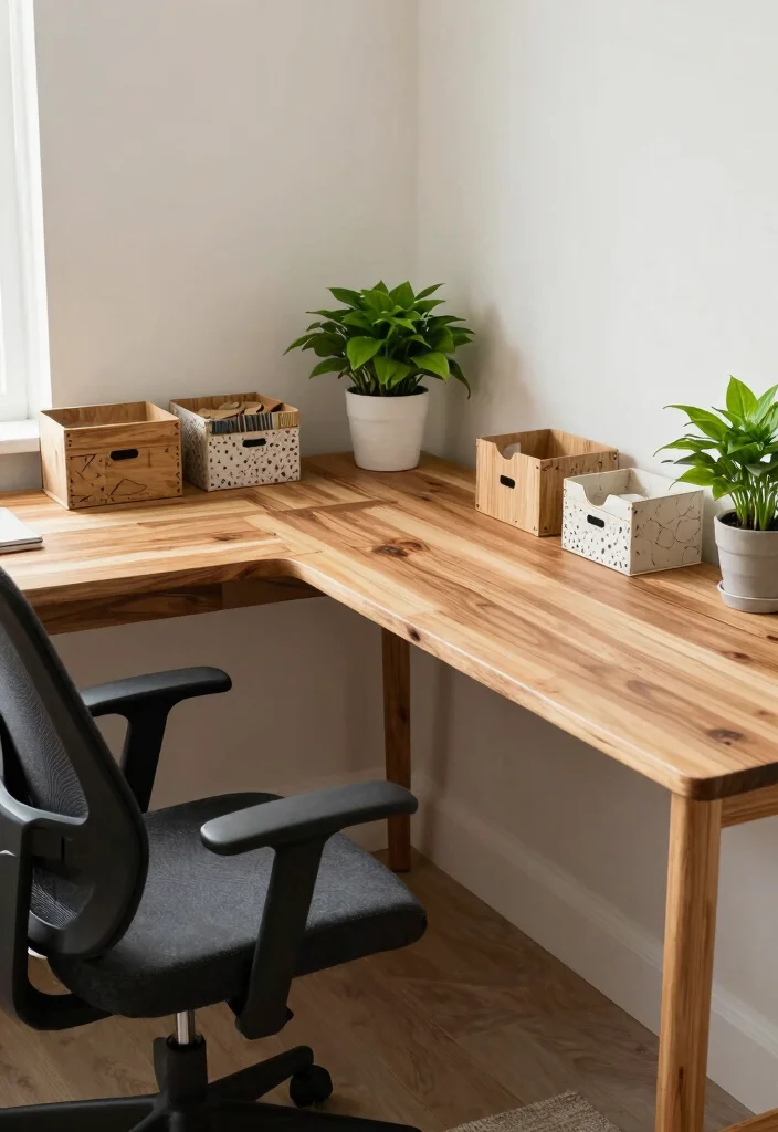 30 Office Table Ideas: Stylish Desks for Every Space - 3. Eco-Friendly L-Shaped Desk 1