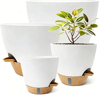 4-Pack Large Self Watering Pots for Indoor Plants, 12/10/9/8 Inch Plante...