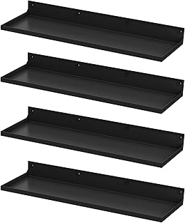 4 Pack Metal Floating Shelves, 17x6 Inch Large Wall Mounted Shelf for St...