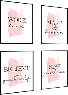 4 pcs Frame Wall Art Stay Positive Make It Happen Motivational Inspirati...
