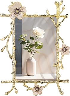 4x6 Gold Picture Frame Decor Ornate Pink Floral Metal Photo Frames with ...