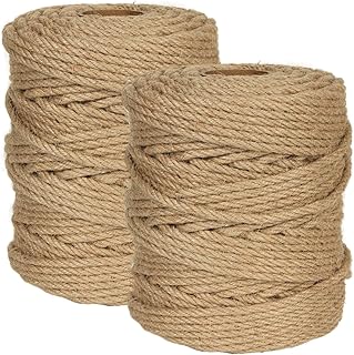 656 Ft x 6 MM Natural Jute Twine, 1/4” Heavy Duty Hemp Rope, 100% Natura...