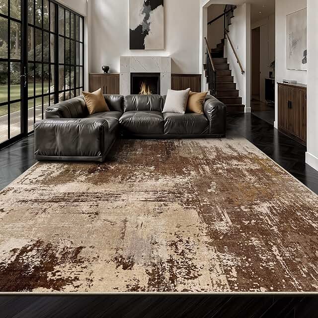 8x10 Rugs for Living Room - Modern Abstract Washable Rug, Ultra Soft Non...